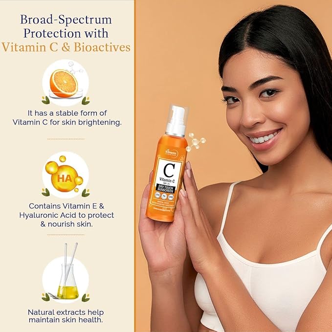 StBotanica Vitamin C SPF 75 Dry Touch Sunscreen UVA/UVB PA+++, 120ml - Mineral Based & Water Resistant