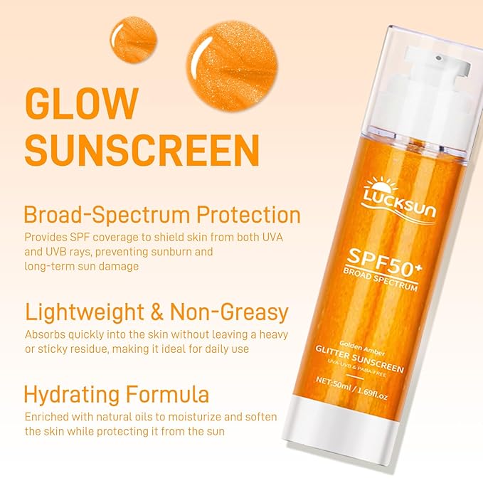 SPF 50 Sunscreen Body Glow Oil – Rose Gold Mica & Coconut Oil, Broad Spectrum Water Resistant Moisturizer, Lightweight Shimmer for Beach & Daily Use (Electrum)