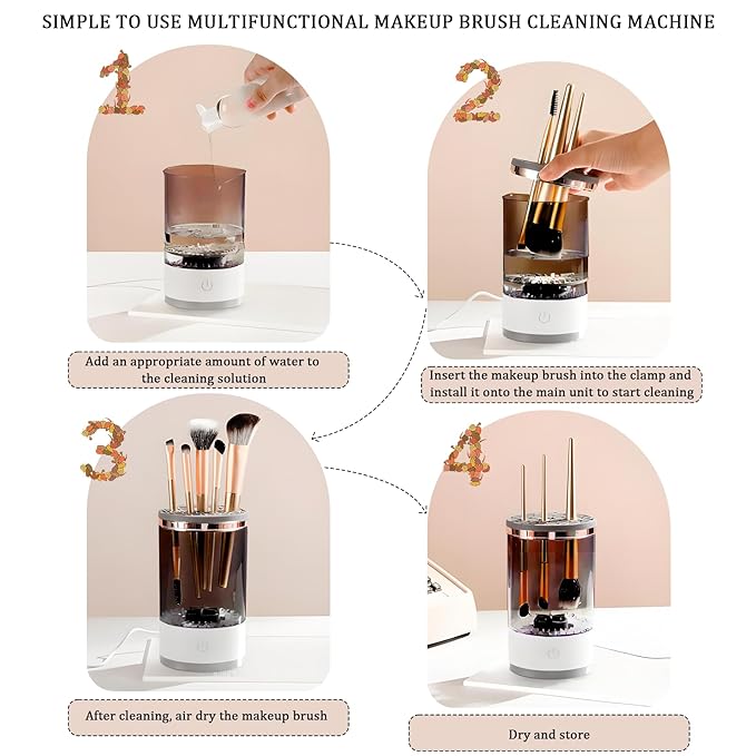 Electric Makeup Brush Cleaner Machine,Rechargeable Electric Cleaning,Automatic Quick and Efficient,for Deep Cleaning Of All Types Of Brushes,Suitable for Makeup Enthusiasts(Black)