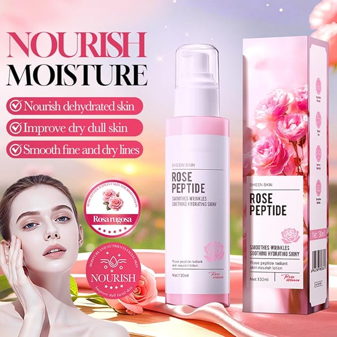 Rose Toner & Lotion Set, Hydrating Face Moisturizer Anti-Aging Skincare Set, Minimizes Pores Soothes Redness, Strengthens Skin Barrier Hydrates Dry Skin, Boosts Elasticity Reduces Fine Lines 130ml