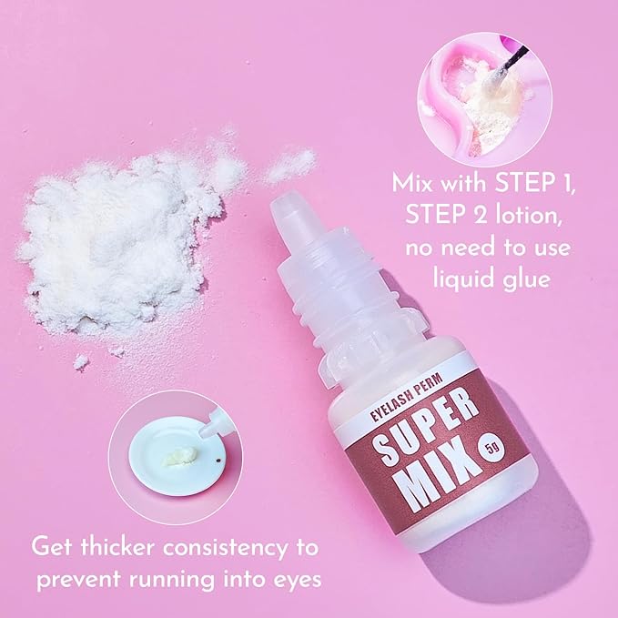 Lash Lift Powder Lomansa Korean Lash Lift Super Mix Solution Keratin Eyelash Lift Viscosity Enhancing - H1 Mix Viscosity