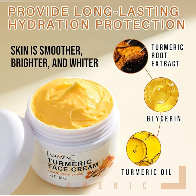 Lanthome Turmeric Face Cream for Face Care Anti-Aging Cream Brightening Face Moisturizer Cream,Skin Repair,Turmeric Moisturizing Cream for Dark Spots Remover,Evens Skin Tone-50g