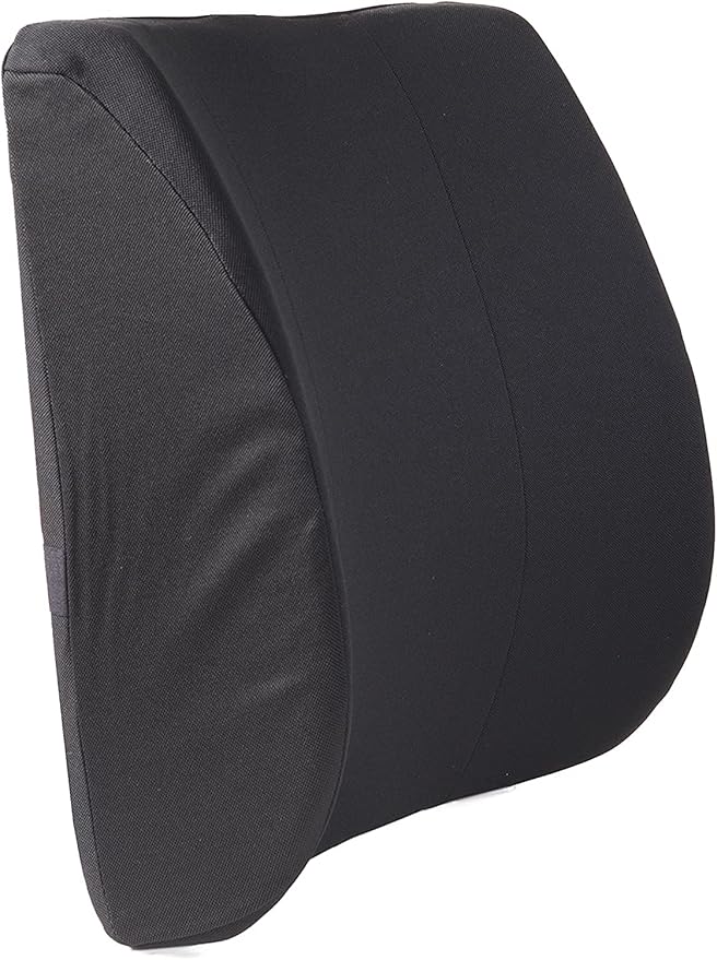 DMI Lumbar Pillow for Chair to Assist with Support with Removable Washable Cover to Ease Lower Back Pain and Discomfort while Improving Posture, 14 x 13 x 5, Contoured Foam, Premium, Black