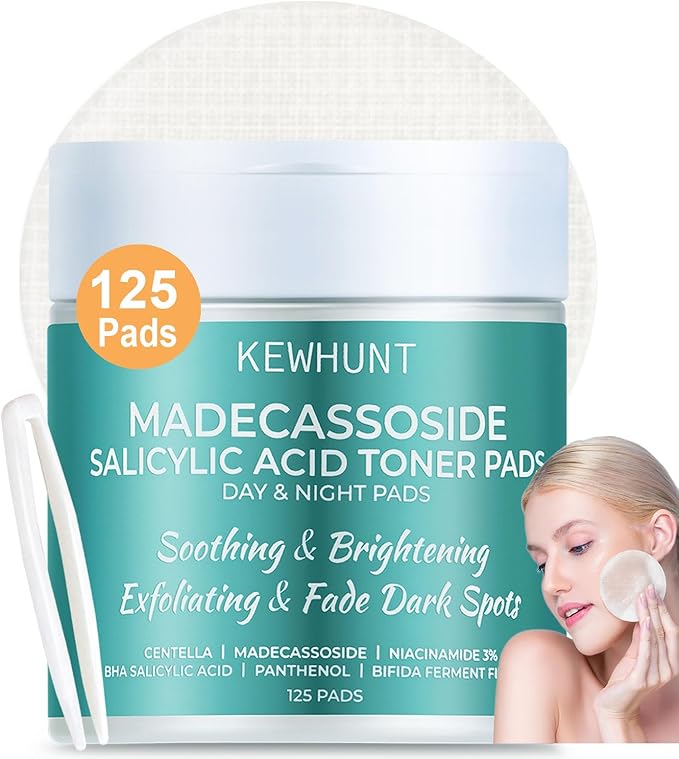 Madecassoside Toner Pads, Mild Exfoliating Pads, Calming Blemish Face Pad -Centella, Niacinamide, BHA Salicylic Acid for Soothe, Uneven Skin Tone, Dark Spots, Skincare 125 Pad