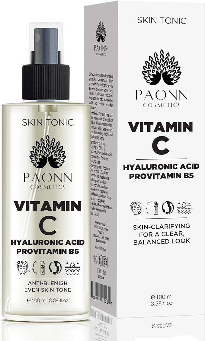 C Vitamin Face Tonic, 3-O Ethyl Ascorbic Acid, Arbutin, Panthenol, Brightening Toner, Daily Gentle Care for Smoother, Hydrated Skin