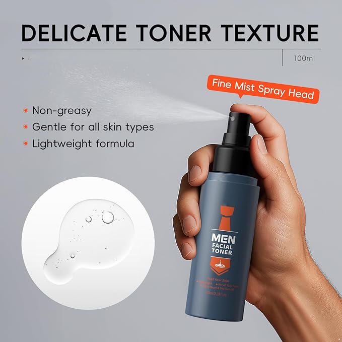 Moily Men’s Refreshing Facial Toner, 100ml Hydrating & Oil Control Formula for Daily Skin Care, Cooling Face Moisturizer for Post-shave Or Cleansing Blue One Size