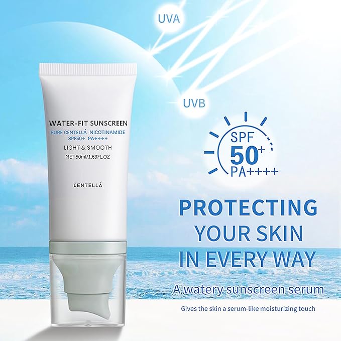 2Pcs Centella Sunscreen SPF 50, Lightweight Hyaluronic Acid Centella Asiatica Moisturizing Sunscreen, Face Sun Screen Long-Lasting Protection, Centella Madagascar Moisture Cream(1.69 fl.oz, 50ml)*2