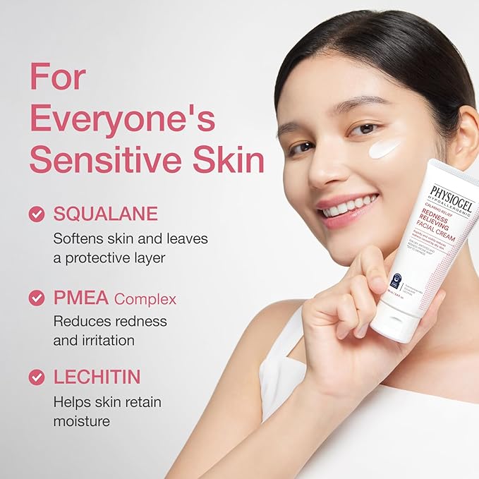 Physiogel Redness Reducing Cream – Ceramide Moisturizer for Dry, Sensitive & Redness-Prone Skin, Repairs Skin Barrier, Dermatologist-Tested, Fragrance-Free, Korean Skincare, 3.4 fl oz (Pack of 2)
