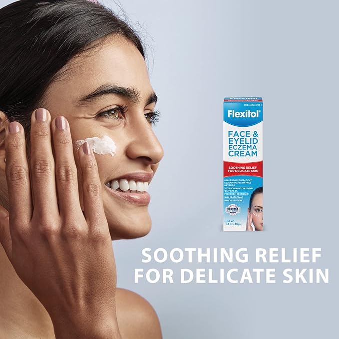 Flexitol Face and Eyelid Eczema Cream for Sensitive Skin, 5% Colloidal Oatmeal, Soothing Eye Treatment for Eczema and Dermatitis, Hydrating Non-Greasy Ointment for Dry, Itchy Skin, 1.4 oz