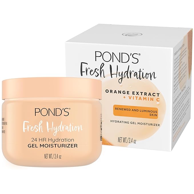 POND’S Fresh Hydration Gel Moisturizer – 24 HR Hydration with Orange Extract & Vitamin C – Alcohol & Oil-Free Face Moisturizer – Dermatologist Tested, 3.4 oz