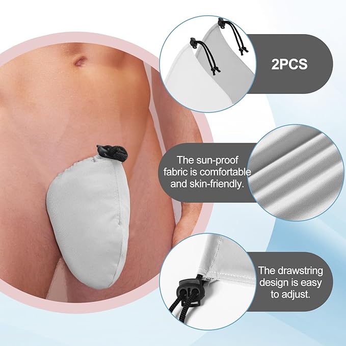 2 Pcs Men's Tanning Pouch Sun Protection, Tanning Cover for Men (Gray,White)