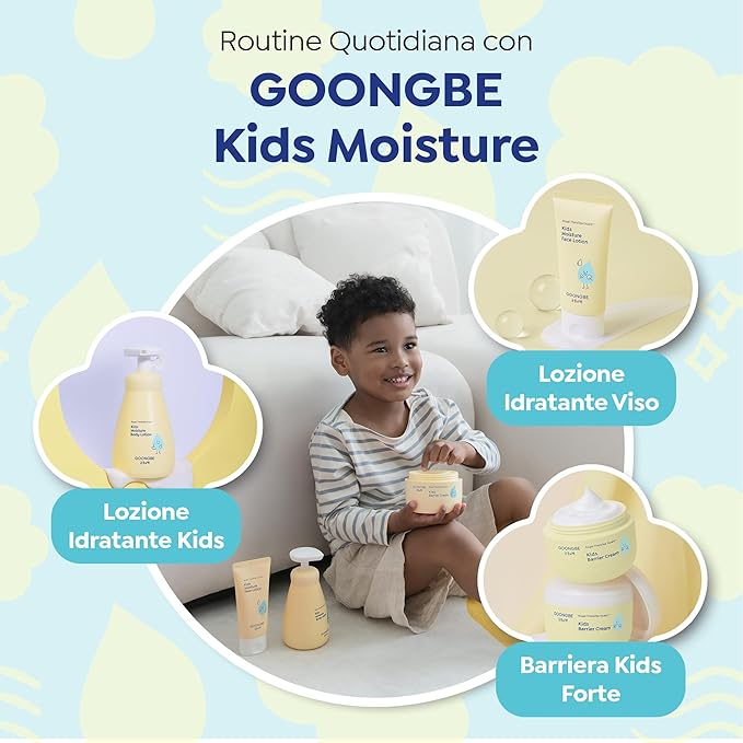 GOONGBE Kids Moisture Body Lotion – 24hr Hydrating Daily Moisturizer for Dry Sensitive Skin – Triple Lipid Complex (Ceramide, Squalane, Cica) – Fast-Absorb Non-Sticky, Allergen-Free 8.45oz