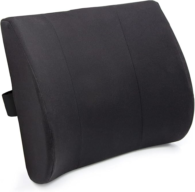 DMI Lumbar Pillow for Chair to Assist with Support with Removable Washable Cover to Ease Lower Back Pain and Discomfort while Improving Posture, 14 x 13 x 5, Contoured Foam, Premium, Black