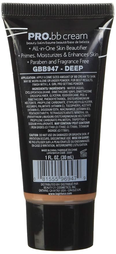 L.A. Girl HD PRO.BB Cream, Deep GBB947 (Pack of 2)