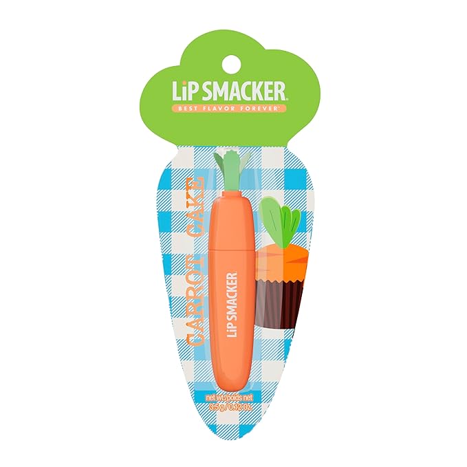 Lip Smacker Carrot Lip Balm, Carrot Cake Flavor, Limited Edition Easter Balm, Cute Carrot-Shaped Basket Stuffer, Collectible Spring Gift