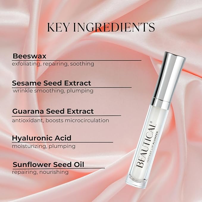 Instant Lip Plumper, Hydrating Lip Serum with Hyaluronic Acid, Guarana & Horse Chestnut Extract, Non-Sticky Moisturizing Lip Plumping Gloss, Anti-Aging Lip Care, 5ml