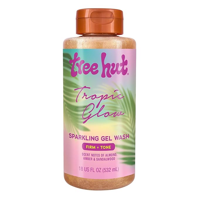 Tree Hut Tropic Glow Sparkling Gel Wash, Moisturizing & Hydrating Body Wash with Shea Butter, Warm Scent, Soft & Radiant Skin, 18 fl oz