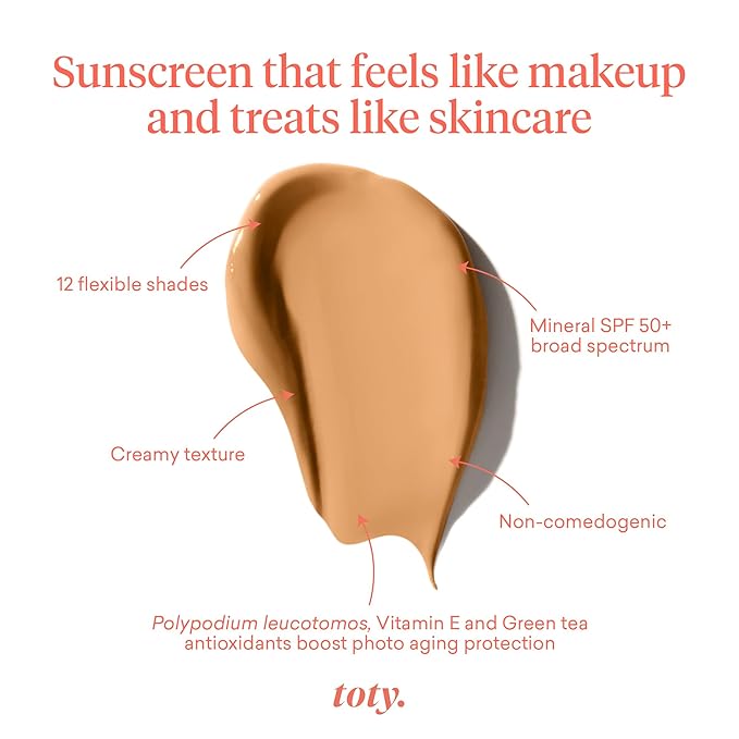 Toty by Sofia Vergara - lumina CC Cream SPF 50+, 100% Mineral Color Correcting Cream - Medium Coverage Foundation & Broad Spectrum Sunscreen for Face - Non Comedogenic - 3N MEDIUM BEIGE