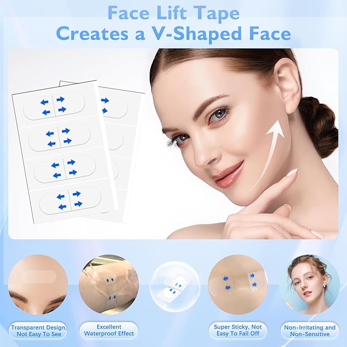 NBF Face Tape Lifting Invisible, Face Lift Tape Invisible for Sagging Skin, Instant Facelift Tapes for Women, Neck, Jowls Lifts Sagging Skin, Concealed Makeup Tape, Visible Results in Seconds-1PC