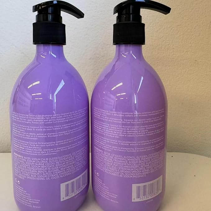 Luseta Curly Hair Shampoo and Conditioner Set with Coconut Oil, Unlimited Bounce and Definition for wavy and Coily hair, Reduce Frizz and Repair Dry Hair, for All Curl Types Sulfate Free 16.9Fl oz×2