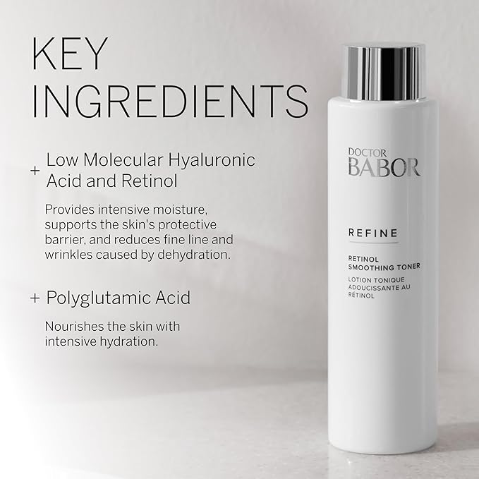 Doctor BABOR Refine Retinol Smoothing Toner, Travel Toner for Face, Hydrating and Reduces Winkles, Redness and Blemishes, 1 oz