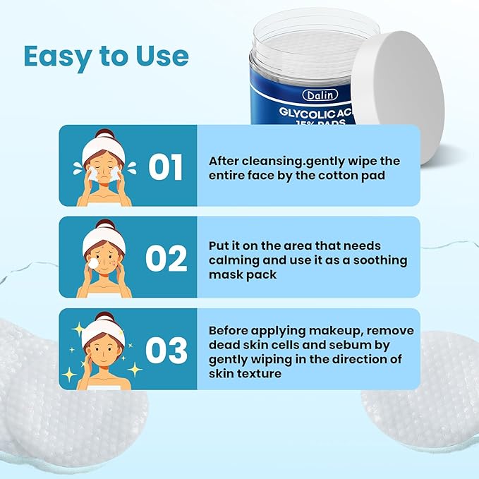 Glycolic Acid Resurfacing Pads, 15% Ultra Pure Glycolic Acid & 2% Salicylic Acid Exfoliating Peel for Face, Keeps Skin Smooth and Prevents Wrinkles and Lines, Radiant Skin Renewal - 60 Pads