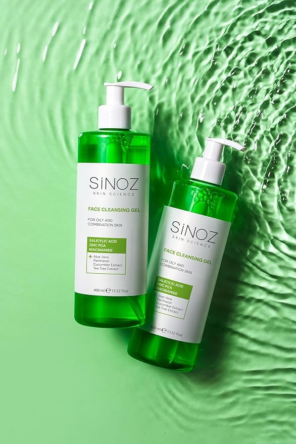 Sinoz Perfect Sebum Balancing Facial Cleansing Gel | With Salicylic Acid & Niacinamide | For Oily & Combination Skin | Deep Pore Cleanser & Oil Control | 400 ml