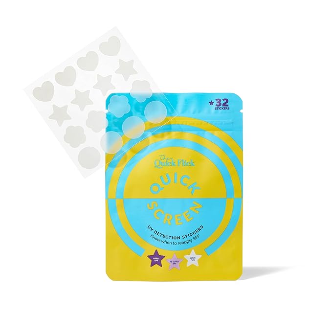 Precise UV Detection Sticker for Sunscreen – Know When to Reapply Sunscreen & Prevent Sunburn – UV Stickers for Adults and Kids – Water Resistant and Works with All Sunscreens – 32 Stickers