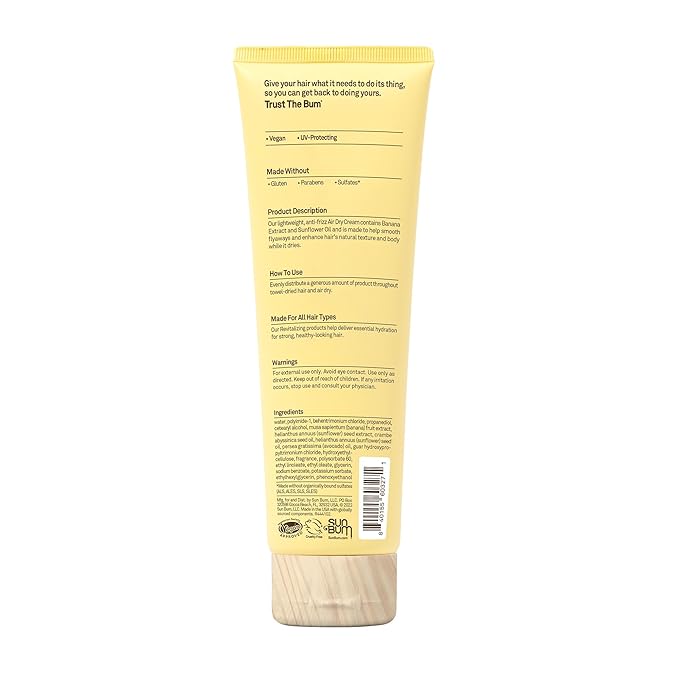 Sun Bum Revitalizing Air Dry Cream-Anti Frizz Styling Cream with Banana Extract and Sunflower Oil-Vegan-Without Parabens-UV Protecting-Helps Smooth and Enhance Natural Hair Texture-6 fl oz,(Pack of 2)