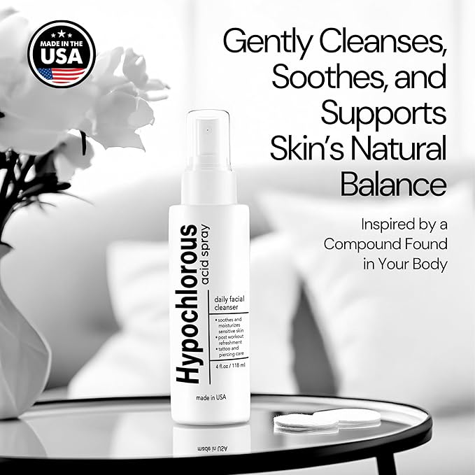 BodyJ4You Hypochlorous Acid Spray for Face Cleaner - HOCL Facial Toner Acne Sensitive Skin - HOCL Molecule Spray Topical Skin Redness Relief Breakouts - Piercing Aftercare Solution Fine Mist - 4 Fl Oz