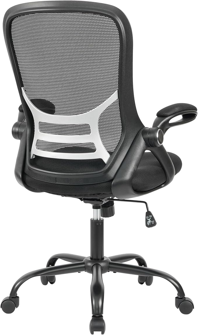 HYLONE Office Chair Ergonomic Chair with Flip up Armrests, Thickened Seat Computer Chair with Breathable Mesh Back Home Office Computer Chairs for Long Hours Mesh Office Chair(Black)
