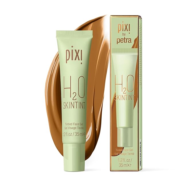 Pixi H2O SkinTint | Tinted Gel Moisturizer | Lightweight, Hydrating & Water-Resistant | Evens Tone & Reduces Redness | Mahogany | 1.2 fl oz/35 ml