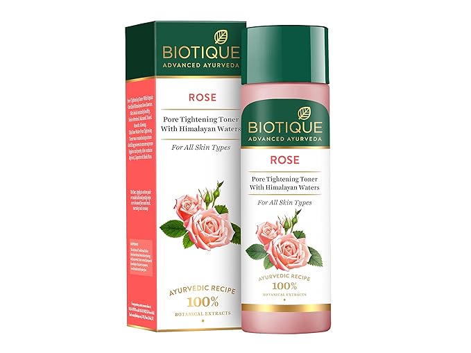 Biotique Pure Rose Water, Rejuvenating Mist For Face and Body Steam Distilled, for all Skin Types Rose Toner, 120ml