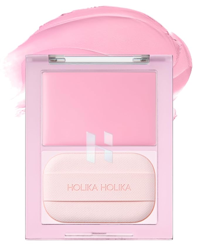 HOLIKA HOLIKA Tinted Milk Cream Blush 04 Love Ya - Korean Face Makeup with Built-In Puff, Semi-Luminous Milky Color, High Powder Content Formula, Transparent Finish for Semi-Matte Glow