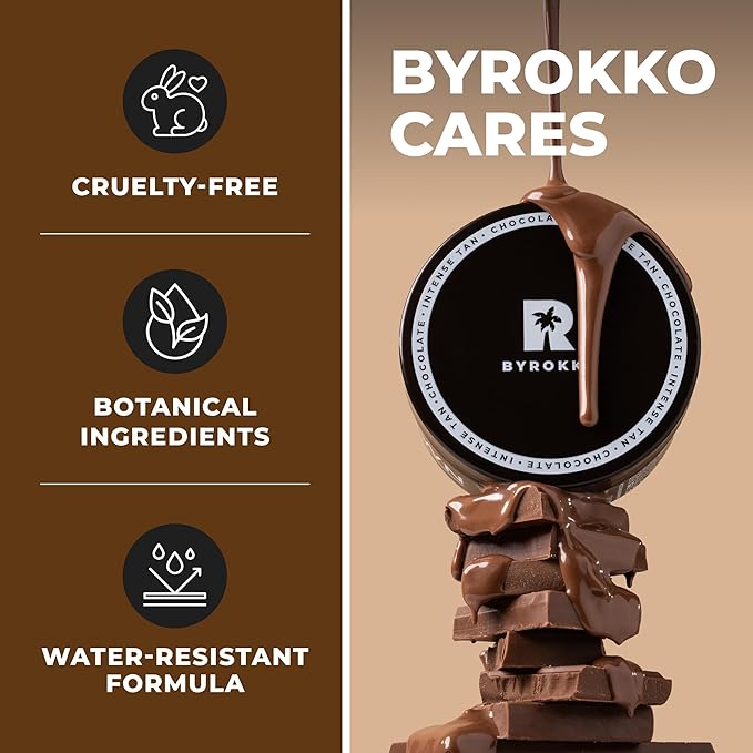 BYROKKO Shine Brown Chocolate Tan Accelerator Cream 6.8 Fl Oz, Outdoor Sun or Indoor Tanning Oil or Tanning Bed Lotion, Fast Bronzer with Premium Natural Ingredients for Deep, Long-Lasting Glow