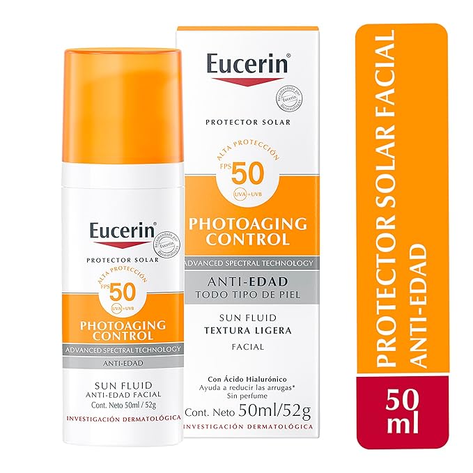Eucerin Protector solar facial anti edad con ácido hialurónico FPS 50+, Sun, 50 ml