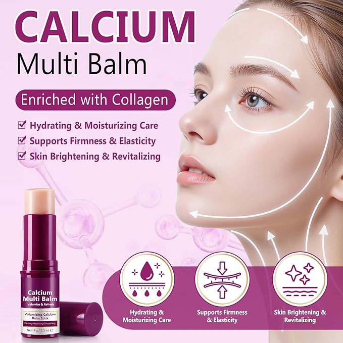 Calcium Multi Balm Stick, 9g Calcium Multi Balm, Collagen Moisturing Stick, Wrinkle Core, Moisturizing Cream, Hydrating, Firming Skin, Suitable for Eyes, Neck, Face
