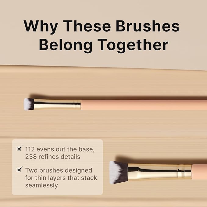 THE TOOL LAB Cover Intensive Duo Brush Set, Foundation & Concealer Brushes for Liquid/Cream, Thin Buildable Coverage, Pore-Blur Base + Spot Detail, Soft Dense Bristles, Professional K-Beauty Tool