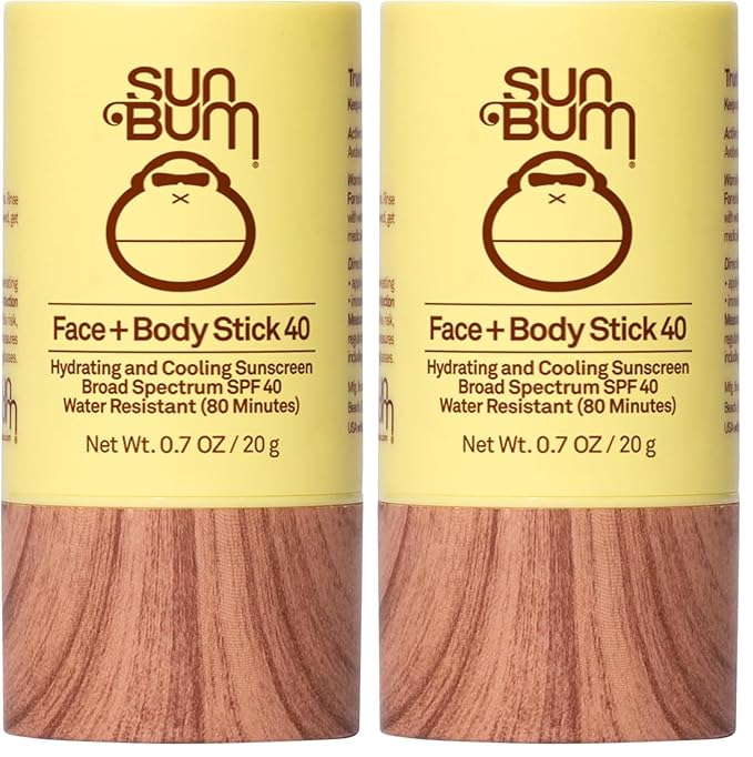 Sun Bum Original SPF 40 Face and Body Sunscreen Stick - Water resistant Broad Spectrum Facial Sunscreen-Hawaii 104 Act Compliant (Made Without Octinoxate & Oxybenzone)-Travel Size-0.7 oz,(Pack of 2)