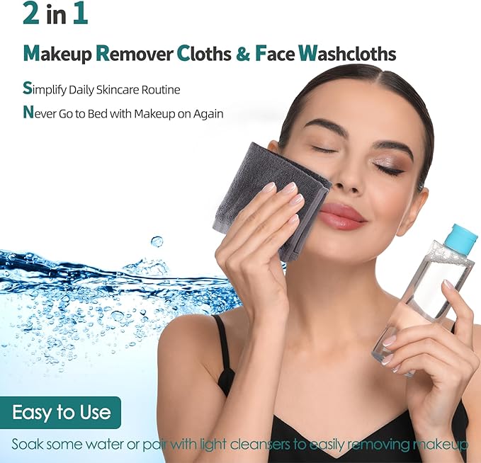 Wash Cloths 6 Pack, Super Soft & Skin Friendly Face Towel for Sensitive Skin, Reusable Washable Makeup Remover Cloth, 10x10 inch Small Baby Washcloths, Easy to Rinse Dark Grey Facial Cleaning Cloth