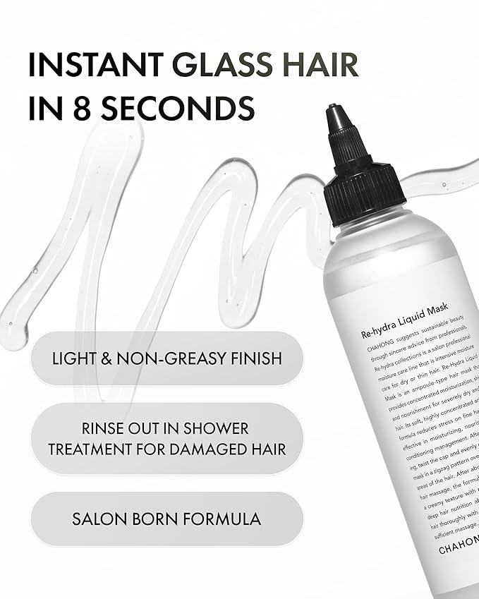 CHAHONG Liquid Hair Mask for Dry and Damaged Hair, Professional Salon Treatment, Instant Shine, Light & Non Greasy Finish, Protein-Rich Formula for Strength, Sulfate, Paraben, Silicone Free 8.45 oz
