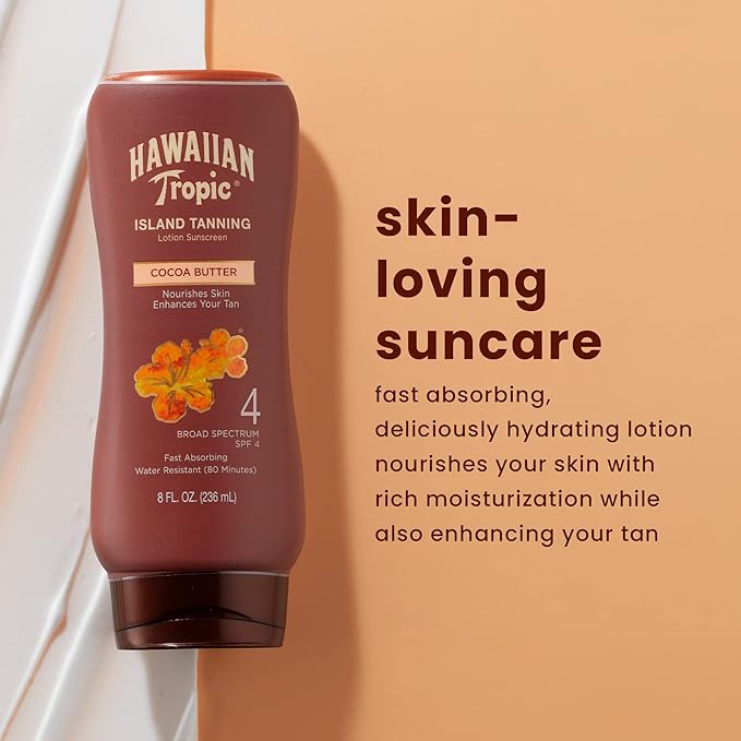 Hawaiian Tropic Island Tanning Lotion Sunscreen SPF 4 Twin Pack and Tanning Oil Spray Sunscreen SPF 6