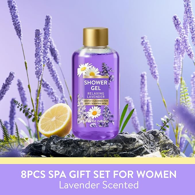 Spa Luxetique Gifts for Women Relaxing Lavender Gift for Womens 8pcs Spa Gift for Women Bath and Body Works Gift Set Birthday Gift for Womens Mom Grandma Mothers Day Gifts