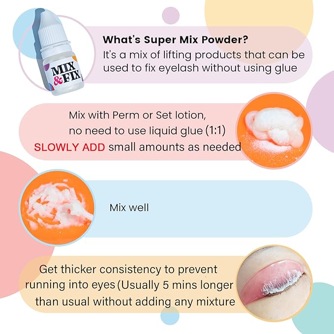 PERMANIA Korean Lash Lift Powder, Super Mix Eyelash Perm Solution Achieve Glue-free for Lash Lift, Salon Use (with Flat Shields)