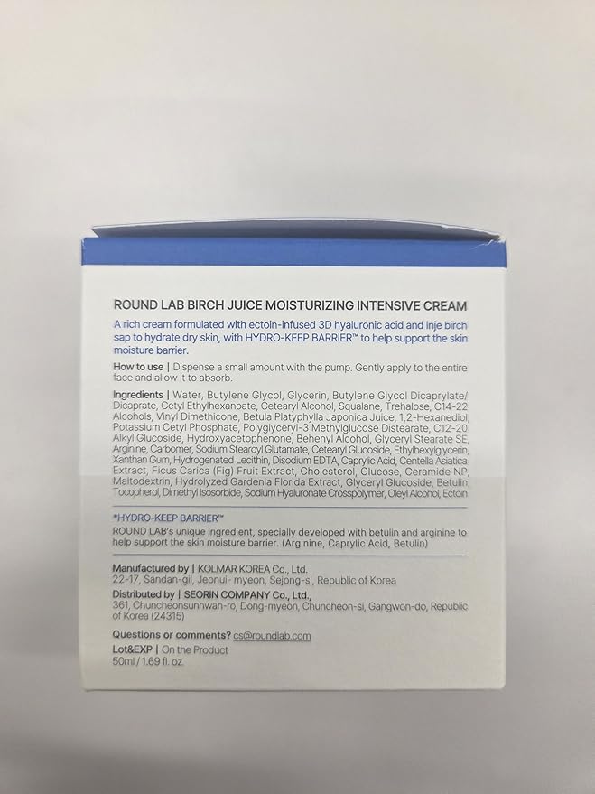 ROUND LAB Birch Juice Moisturizing Intensive Cream 1.69 Fl Oz, Deep Hydration Face Cream with Birch Sap and Hyaluronic Acid, Moisture Barrier Care, Rich but Non-Greasy Texture, Korean Skincare