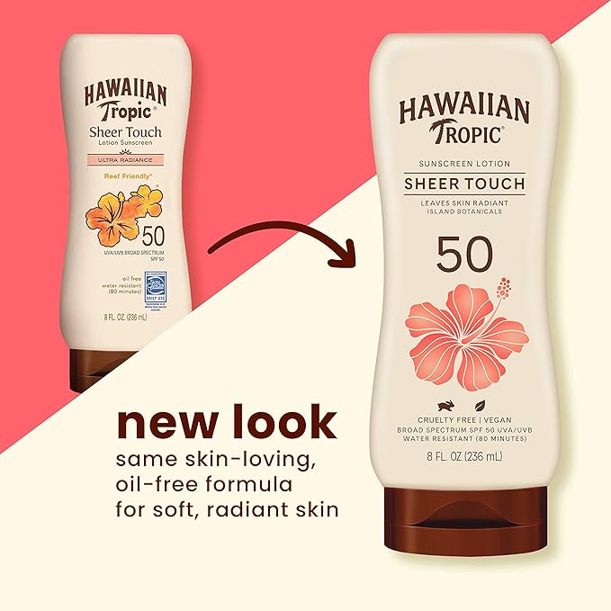 Hawaiian Tropic Sheer Touch Ultra Radiance SPF 50 Twin Pack & Weightless Hydration SPF 30 Clear Spray Sunscreen Twin Pack