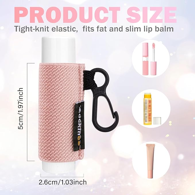 3PCS Lip Balm Holder Key chain Lip Gloss Holder Lipstick Holder Lip Balm Pouch Keychain Compatible with ChapStick Keychain, Burt's Bees- Christmas Stocking Stuffers