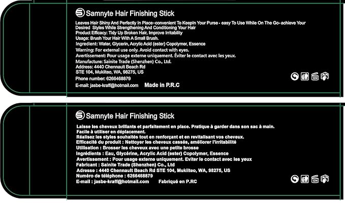 Hair Finishing Stick, 2 Pack - 0.7 Fl.Oz Hair Mascara for Taming Flyaways, Not-Greasy Hair Gel Stick