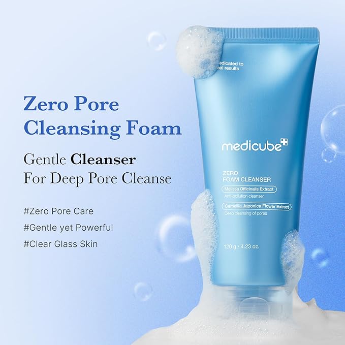 medicube Double Cleansing Duo for Flawless Glass Skin: Zero Pore Blackhead Cleansing Oil and Zero Foam Cleanser, Skin Care Set