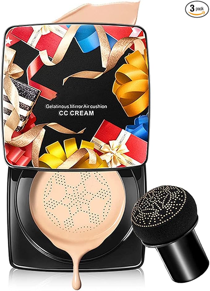 UYI Mushroom Head Air Cushion CC Cream Foundation U.Yi Refreshing Flawless Little Mushroom BB Cream UYI CC Cream Waterproof Oil Control Full Cover Foundation Natural Coverage (23# Natural)